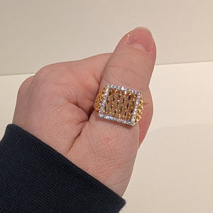 Bague Tank Or Jaune 18 K - 3,55 g- Taille 58