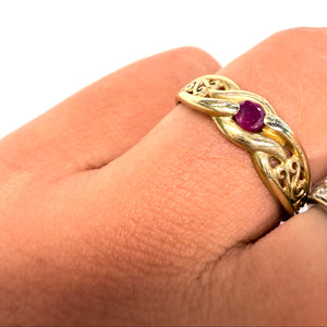 Bague Or Jaune 18k avec Rubis - taille 54