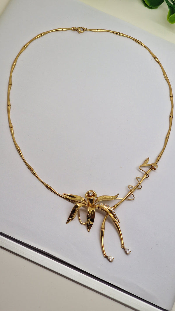 Collier Princesse en Or Jaune 18 Carats avec Oxyde de Zirconium - 19.54 Grs
