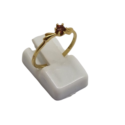 Solitaire Or Jaune 18 Carats avec Grenat 1.34 Grs - Taille 52