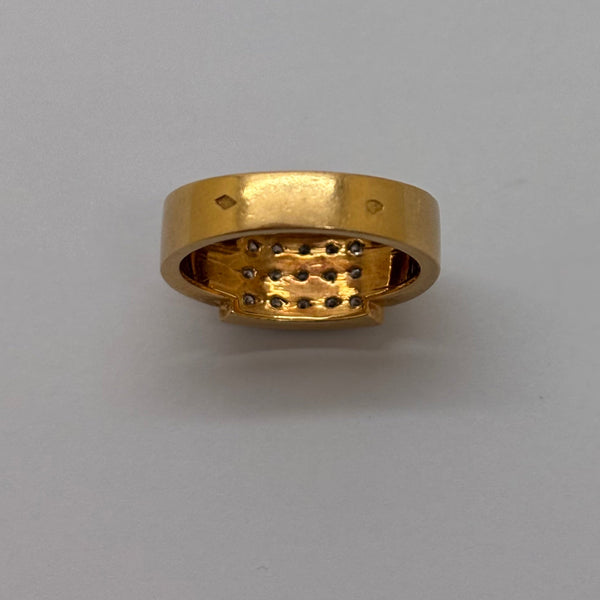 Bague Tank en Or Jaune et Blanc 18K 5.18 Grs - Taille 53