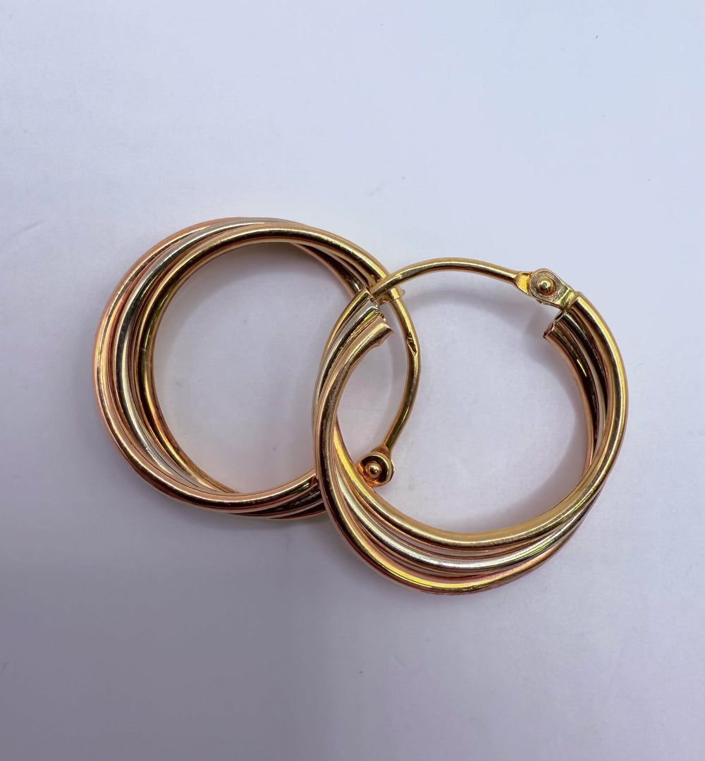 Boucles d'oreilles créoles en 3 Ors 18K