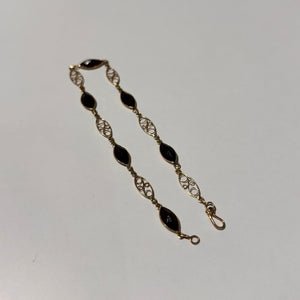 Bracelet Figaro Or Jaune 18k avec 6 Grenat