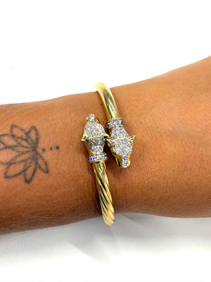 Bracelet Jonc panthère en Or jaune 18k et zirconium