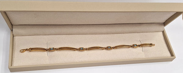 Bracelet Maillon Forçat Or Jaune 18 Carats avec Topaze