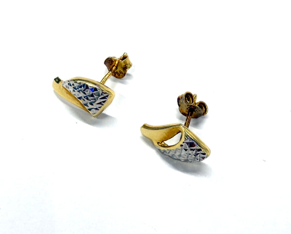 Boucles d'oreilles Or Jaune et Blanc 18K 2.07 Grs
