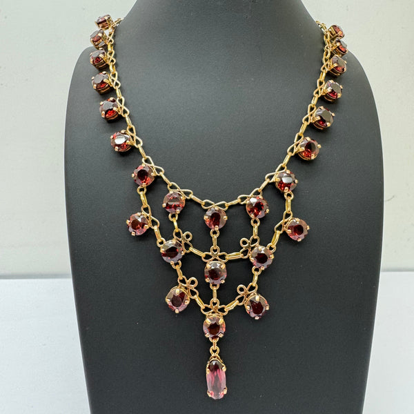 Collier Ras du Cou Or Jaune 18K et Grenats