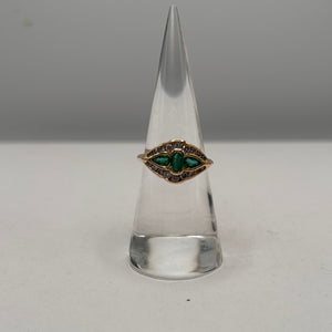 Bague Émeraude et Diamant Or Jaune 18K - 4.14 Grs
