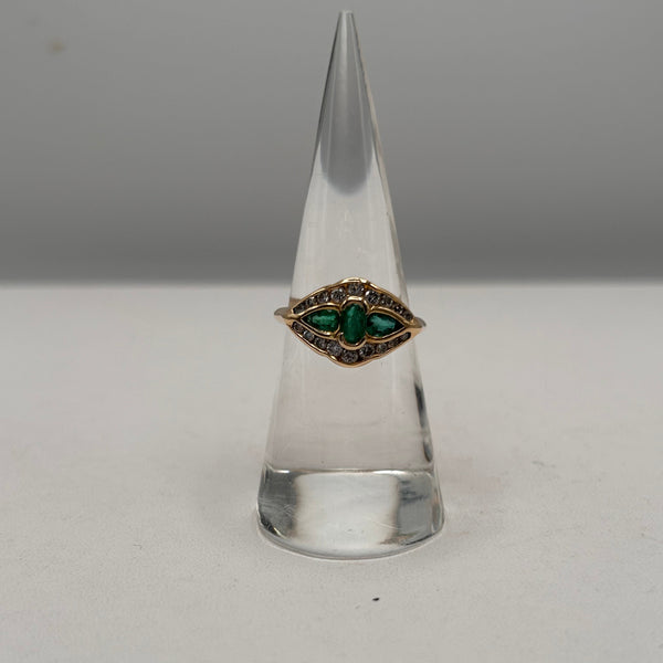 Bague Émeraude et Diamant Or Jaune 18K - 4.14 Grs