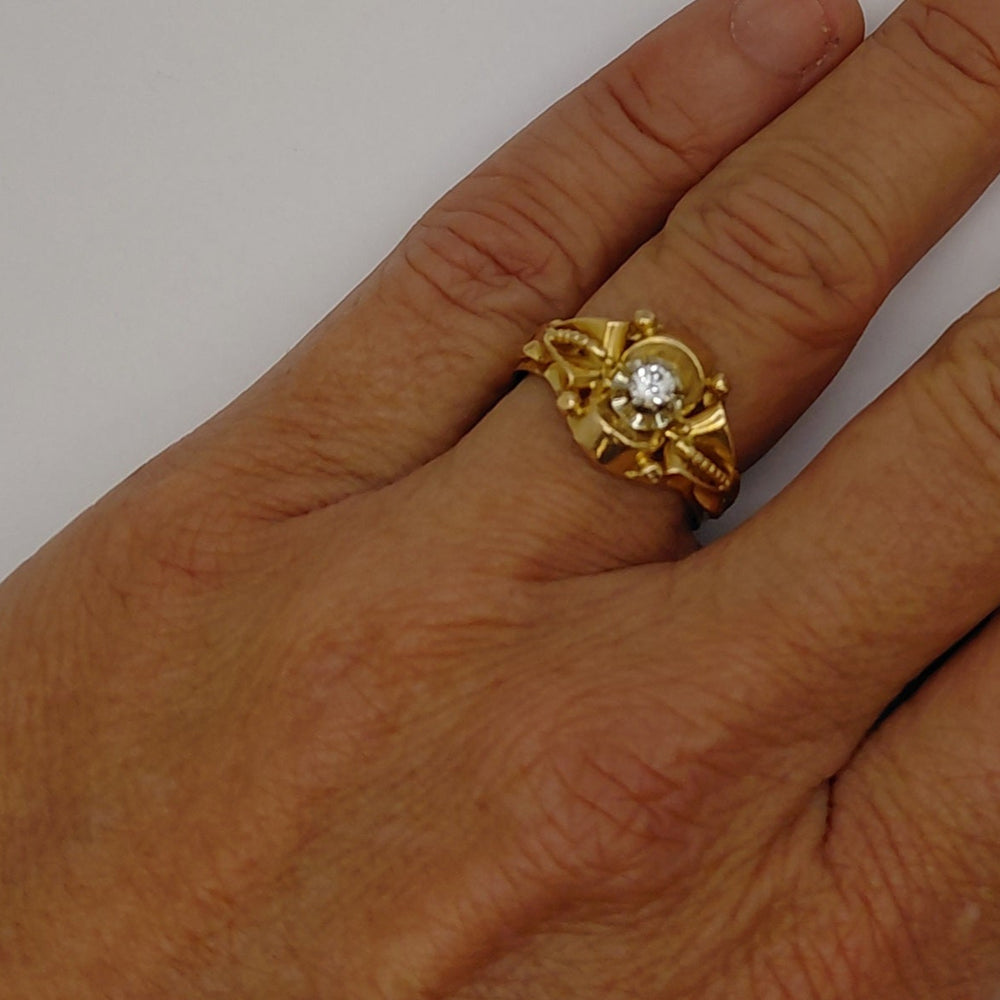 Bague Tank en Or Jaune 18K Taille-57