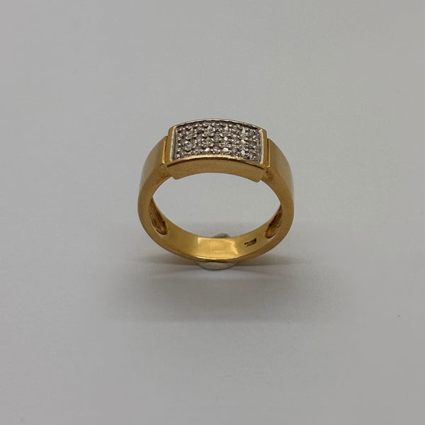 Bague Tank en Or Jaune et Blanc 18K 5.18 Grs - Taille 53