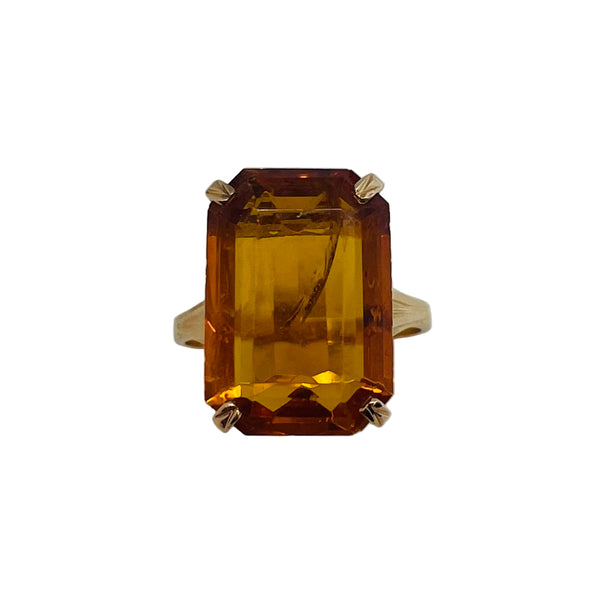 Solitaire en Or Jaune 18K Citrine - Taille 54