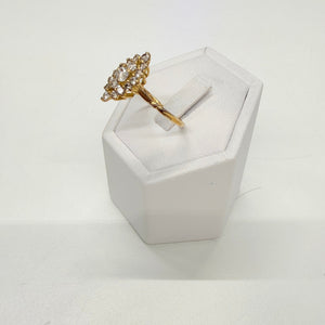 Bague Marquise Or Jaune 18k avec Zirconiums - Taille 59