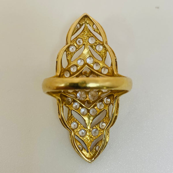 Bague Marquise en Or Jaune 18k avec Oxydes de Zirconium - 9.60 Grs