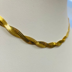 Collier ras du cou torsadé en or jaune 14 carats - 9.81 Grs