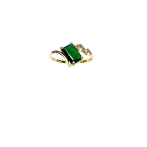 Bague en  Or Jaune 18K avec Émeraude et Zirconium - T 57