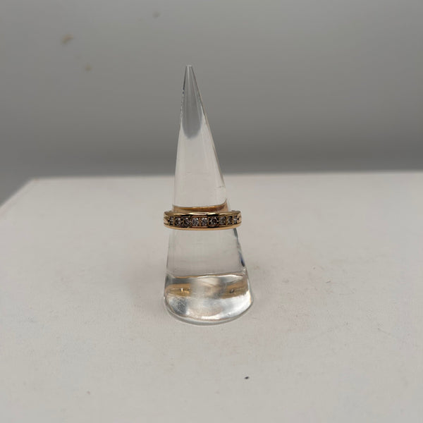 Bague Demi Tour en Or Jaune 18K avec Diamants - T 56