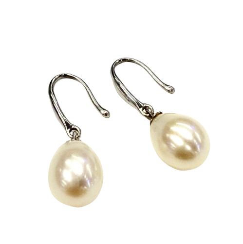 Boucles d'oreilles en Or Blanc 18k avec Perles d'eau douce - 2.96 Grs