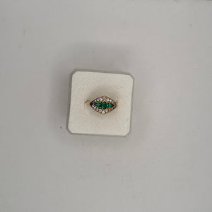 Bague Émeraude et Diamant Or Jaune 18K - 4.14 Grs
