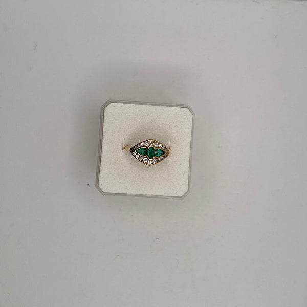Bague Émeraude et Diamant Or Jaune 18K - 4.14 Grs