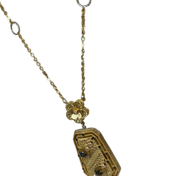 Collier en Or 18 Carats avec Oxyde de Zirconium Poids - 18.77 Grs