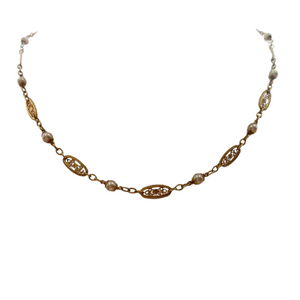 Collier Princesse en Or Jaune 18 carats avec Perles Nacrées - 12.50 Grs