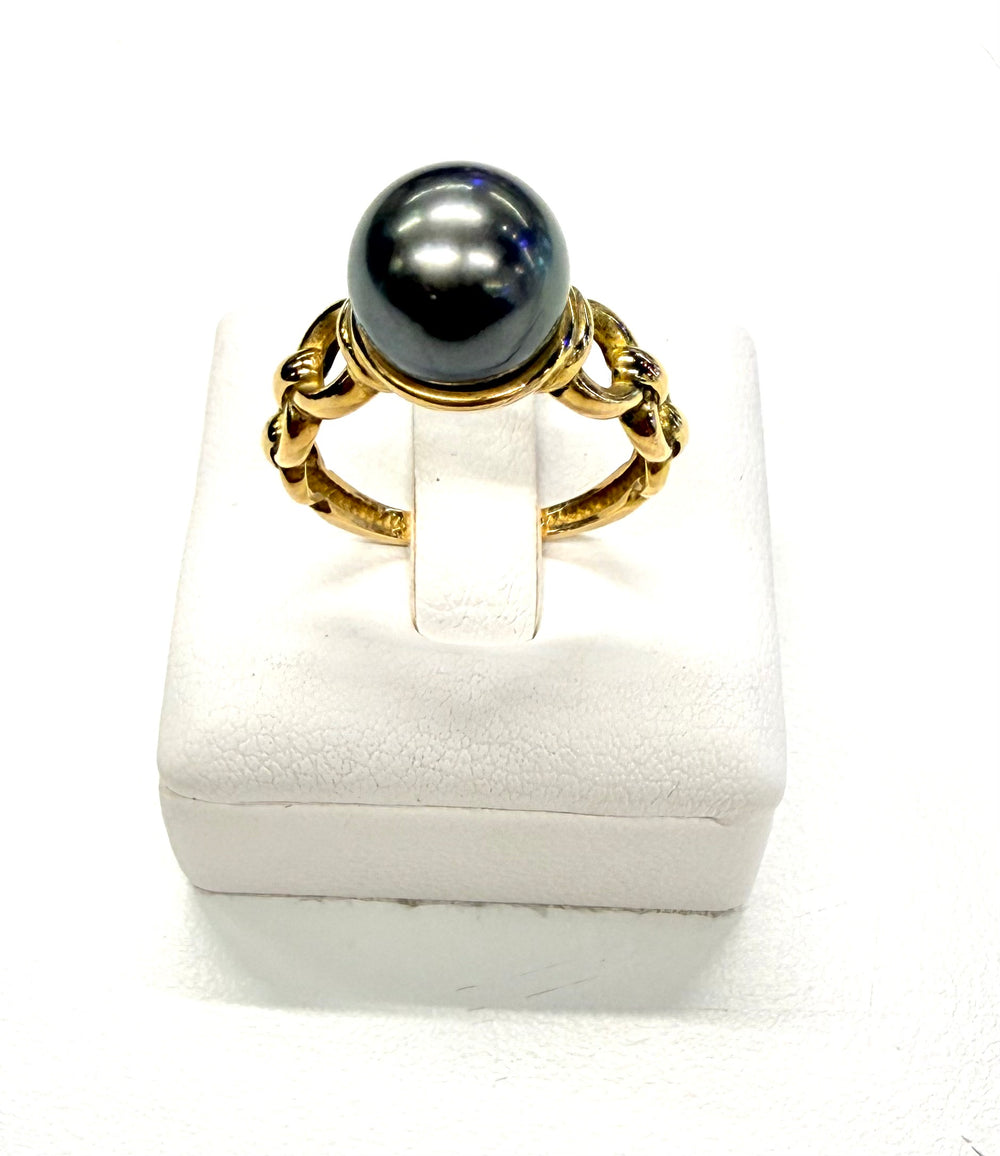 Bague perle Tahiti en or jaune 18k Taille-50
