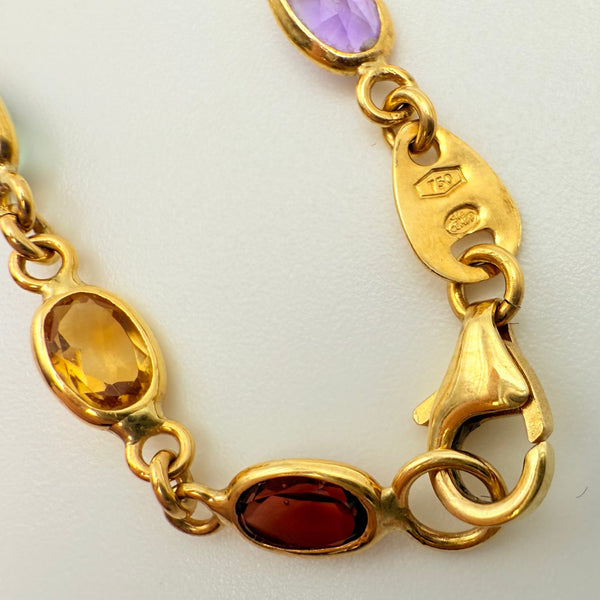 Collier Princesse en Or Jaune 18 Carats avec Pierres Bicolores - 10 Grs