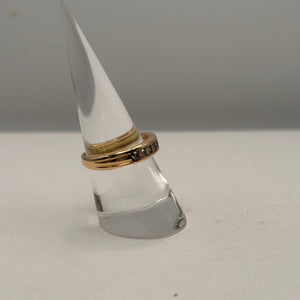 Bague Demi Tour en Or Jaune 18K avec Diamants - T 56