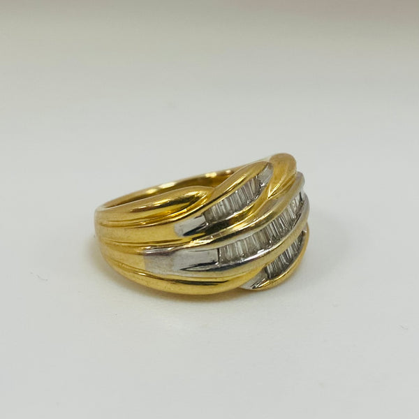 Bague en or jaune et blanc avec 10 diamants - T 54
