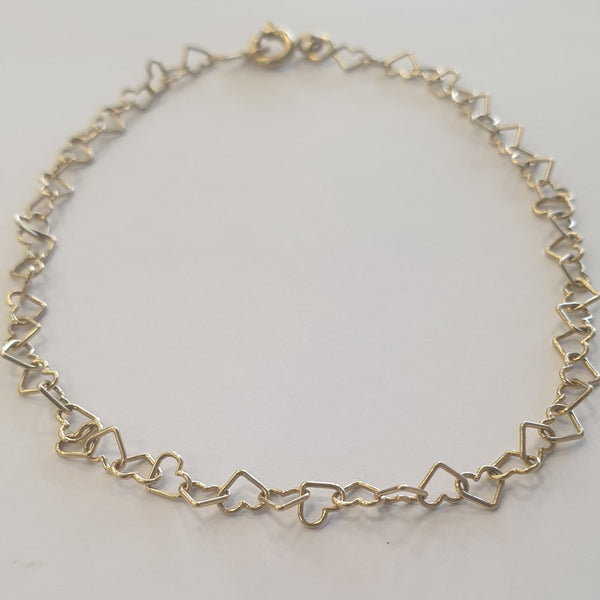 Bracelet Fantaisie Cœur Or Jaune 18k longueur - 19cm