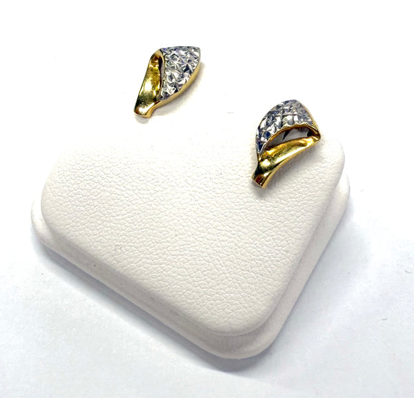 Boucles d'oreilles Or Jaune et Blanc 18K 2.07 Grs