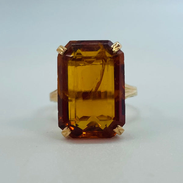 Solitaire en Or Jaune 18K Citrine - Taille 54