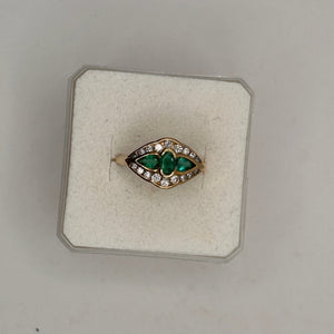 Bague Émeraude et Diamant Or Jaune 18K - 4.14 Grs