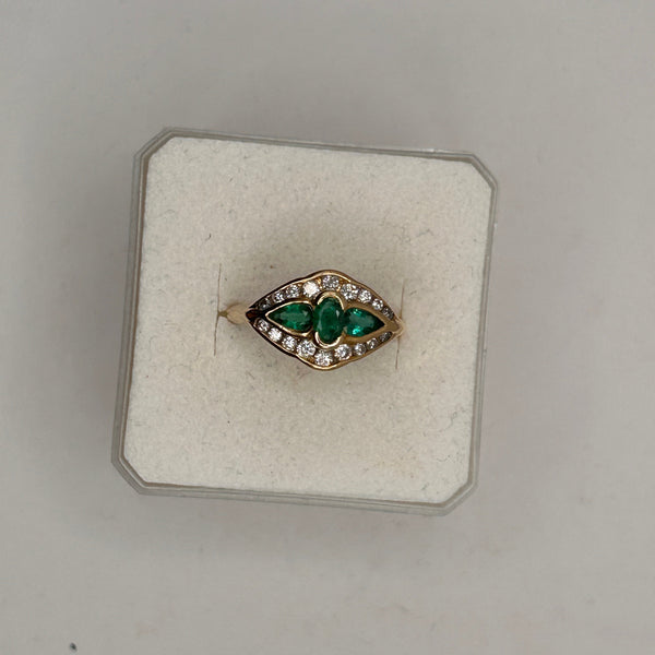 Bague Émeraude et Diamant Or Jaune 18K - 4.14 Grs