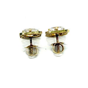 Boucles d'oreilles en or jaune et zirconium 18k