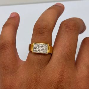 Bague Tank en Or Jaune et Blanc 18K 5.18 Grs - Taille 53