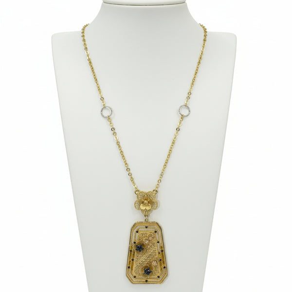 Collier en Or 18 Carats avec Oxyde de Zirconium Poids - 18.77 Grs