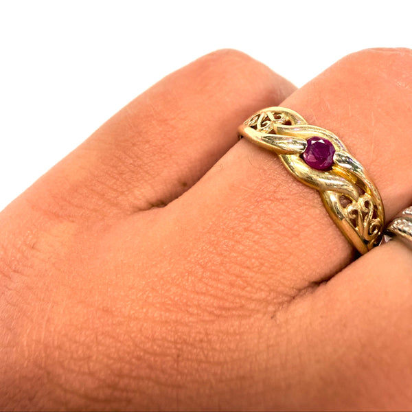 Bague Or Jaune 18k avec Rubis - taille 54