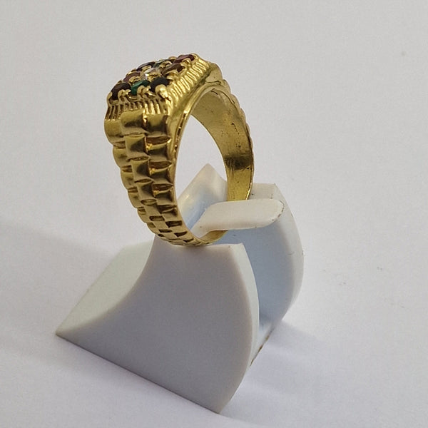 Bague Chevalière en OR Jaune 9 Planète 18 K avec Oxyde de Zirconium - T 61