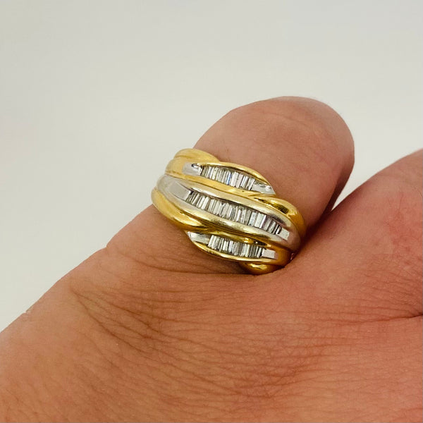Bague en or jaune et blanc avec 10 diamants - T 54