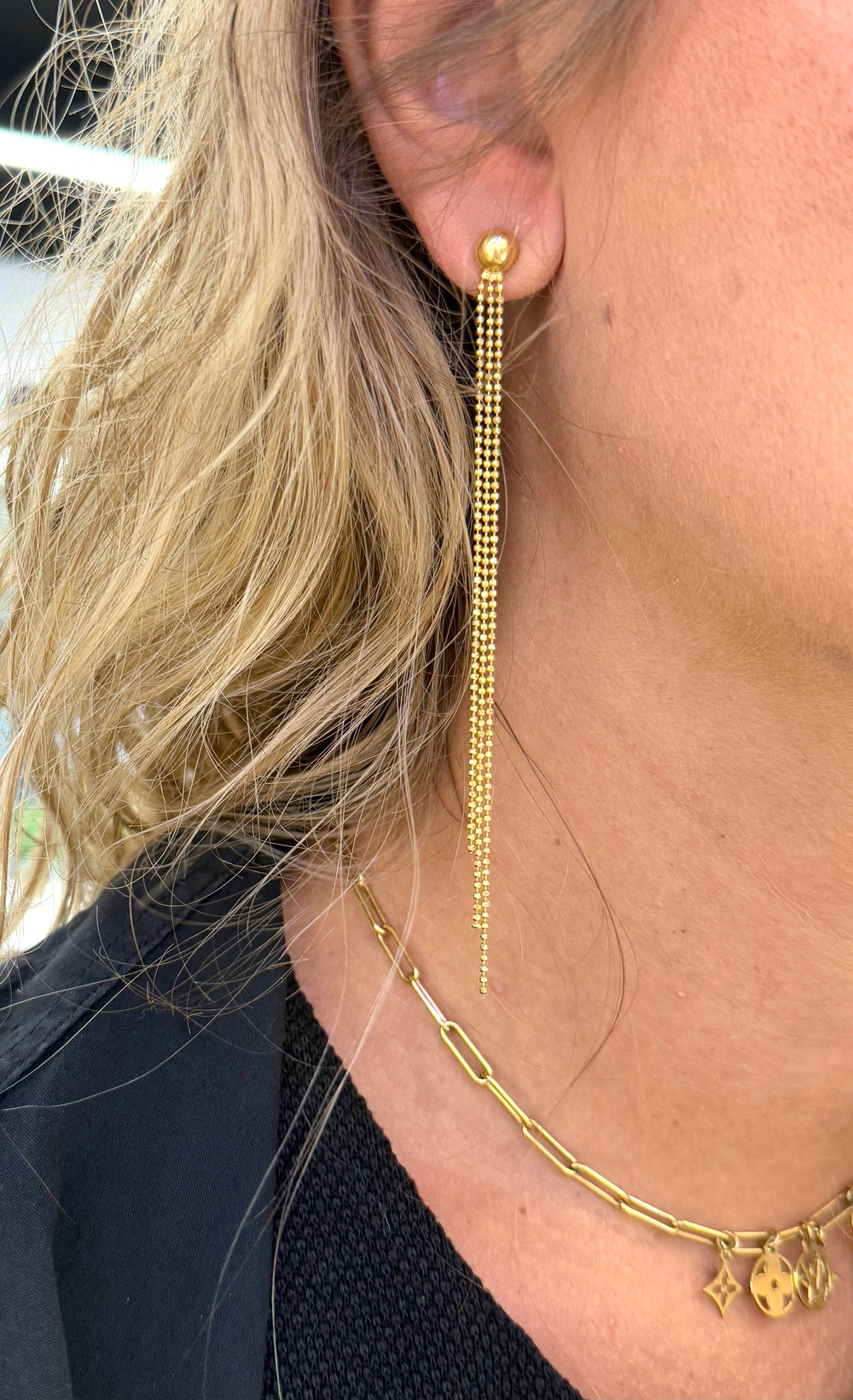 Boucles d'oreilles pendantes en or jaune 18k 4.14 Grs