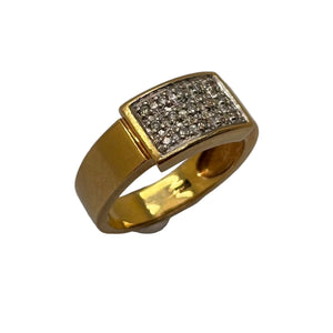 Bague Tank en Or Jaune et Blanc 18K 5.18 Grs - Taille 53