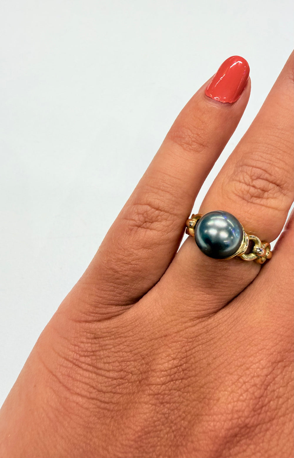 Bague perle Tahiti en or jaune 18k Taille-50