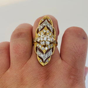 Bague Marquise en Or Jaune 18k avec Oxydes de Zirconium - 9.60 Grs