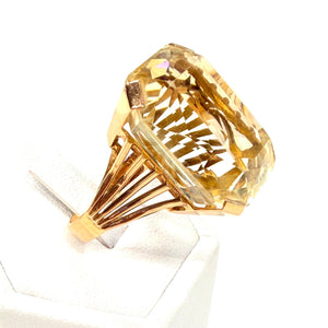 Bague Or Jaune 18k Citrine Tête d'Aigle 58 - 11.55g