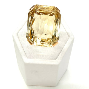 Bague Or Jaune 18k Citrine Tête d'Aigle 58 - 11.55g