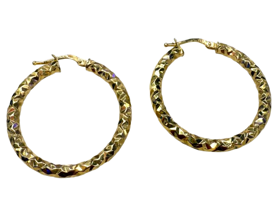 Boucles d'oreilles créoles en or jaune 18k 2.87 Grs
