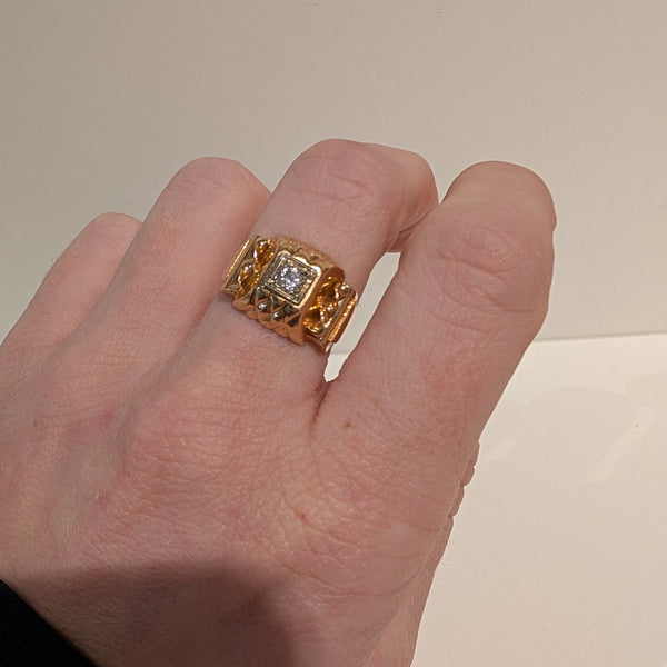 Bagues Tank en Or Jaune 18 K - Taille 54