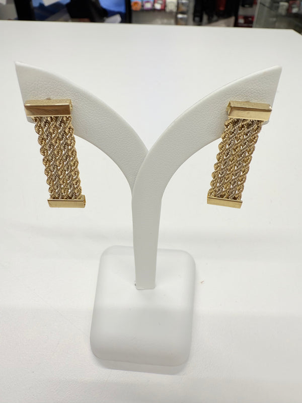 Boucles d'oreilles pendantes en Or tressé 18k